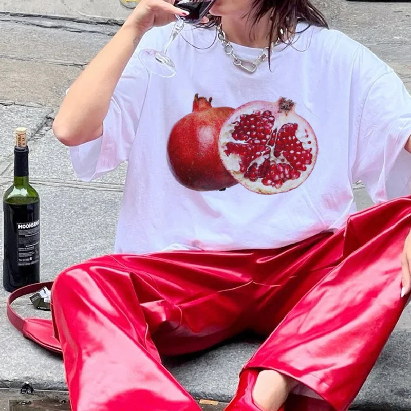 Pomegranate 90s Retro Fruit T-shirt - Fashionpara