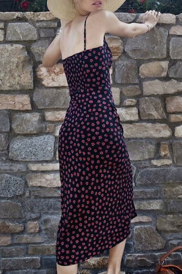 Floral Spaghetti Straps Midi Dress