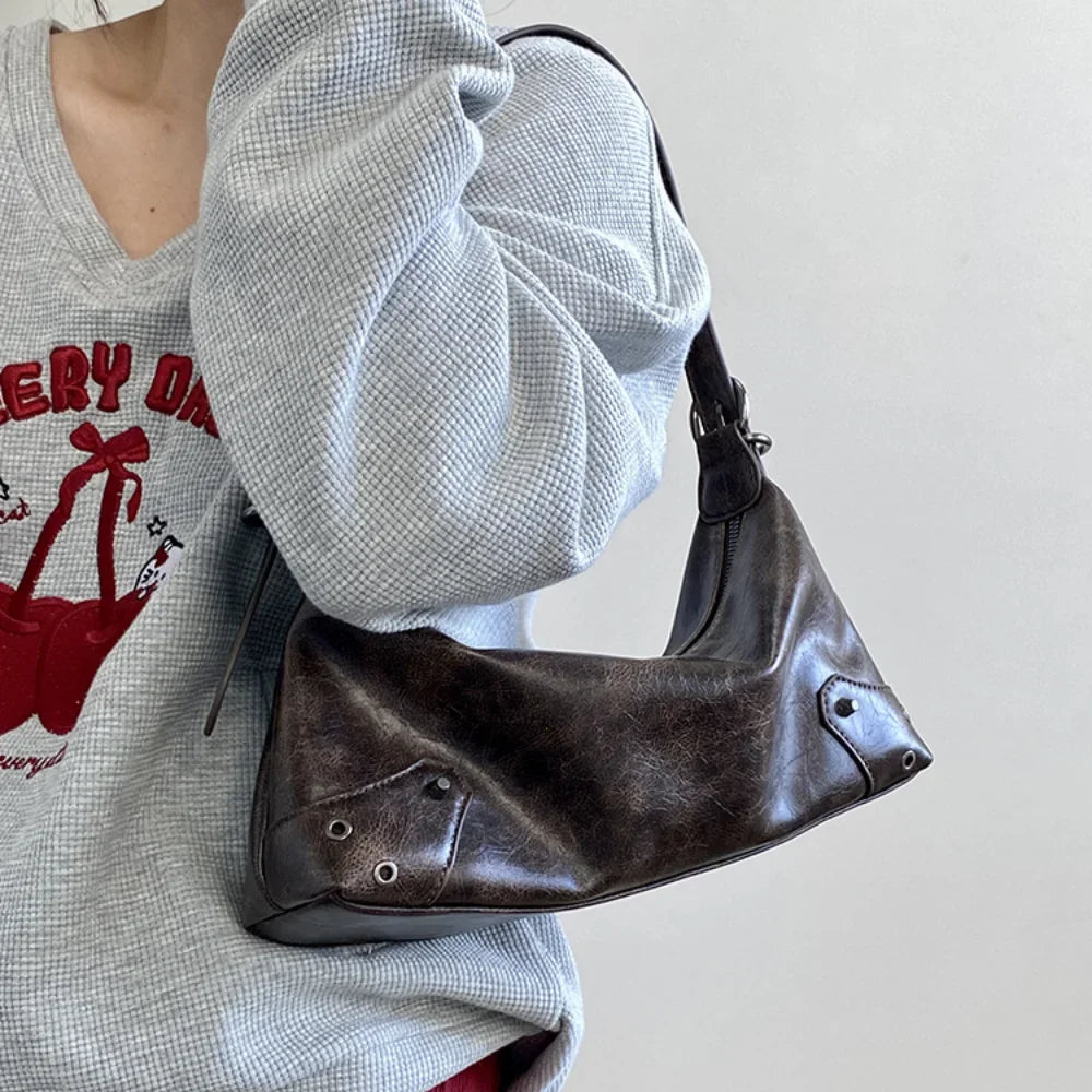 Retro PU Leather Y2K Shoulder Bag