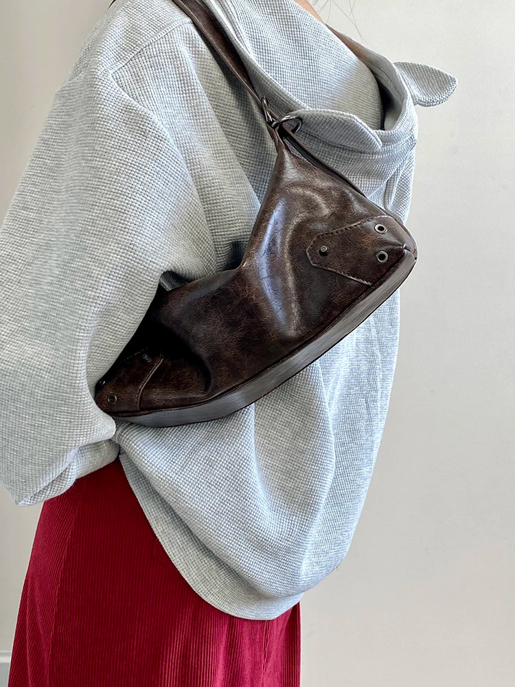 Retro PU Leather Y2K Shoulder Bag