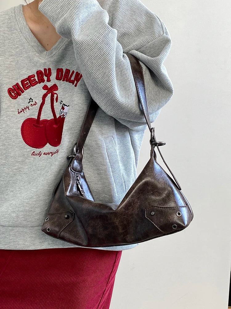 Retro PU Leather Y2K Shoulder Bag