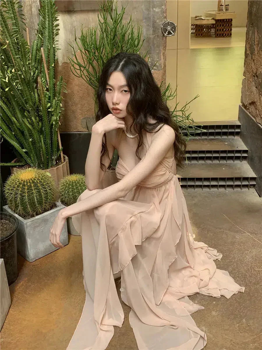 Pure Backless Chiffon Midi Dress - View 7