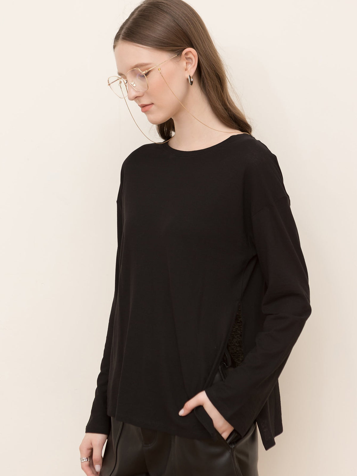 KittenAlarm - Pure cotton round neck long sleeve crop top