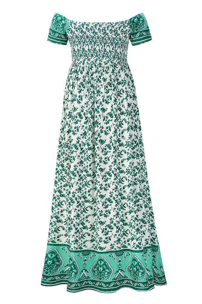Purple Off-the-Shoulder Floral Maxi Dress