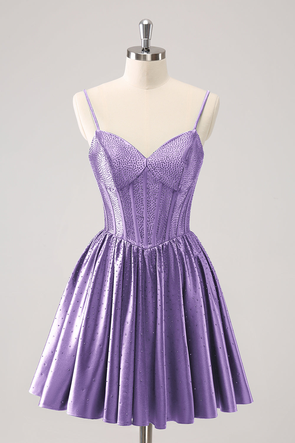 Dark Green A-Line Spaghetti Straps Corset Pleated Homecoming Dress