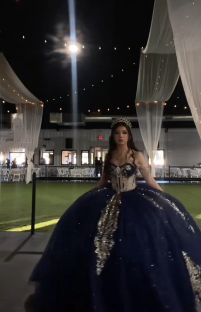 Gorgeous Navy Blue Off The Shoulder Tulle Sequin Sweet 16 Dress Formal Quinceanera Dress D1049