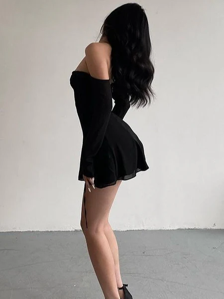Sexy Halter Neck Off The Shoulder Black Sheath Cocktail Dress Short Party Dress Homecoming Dress D361