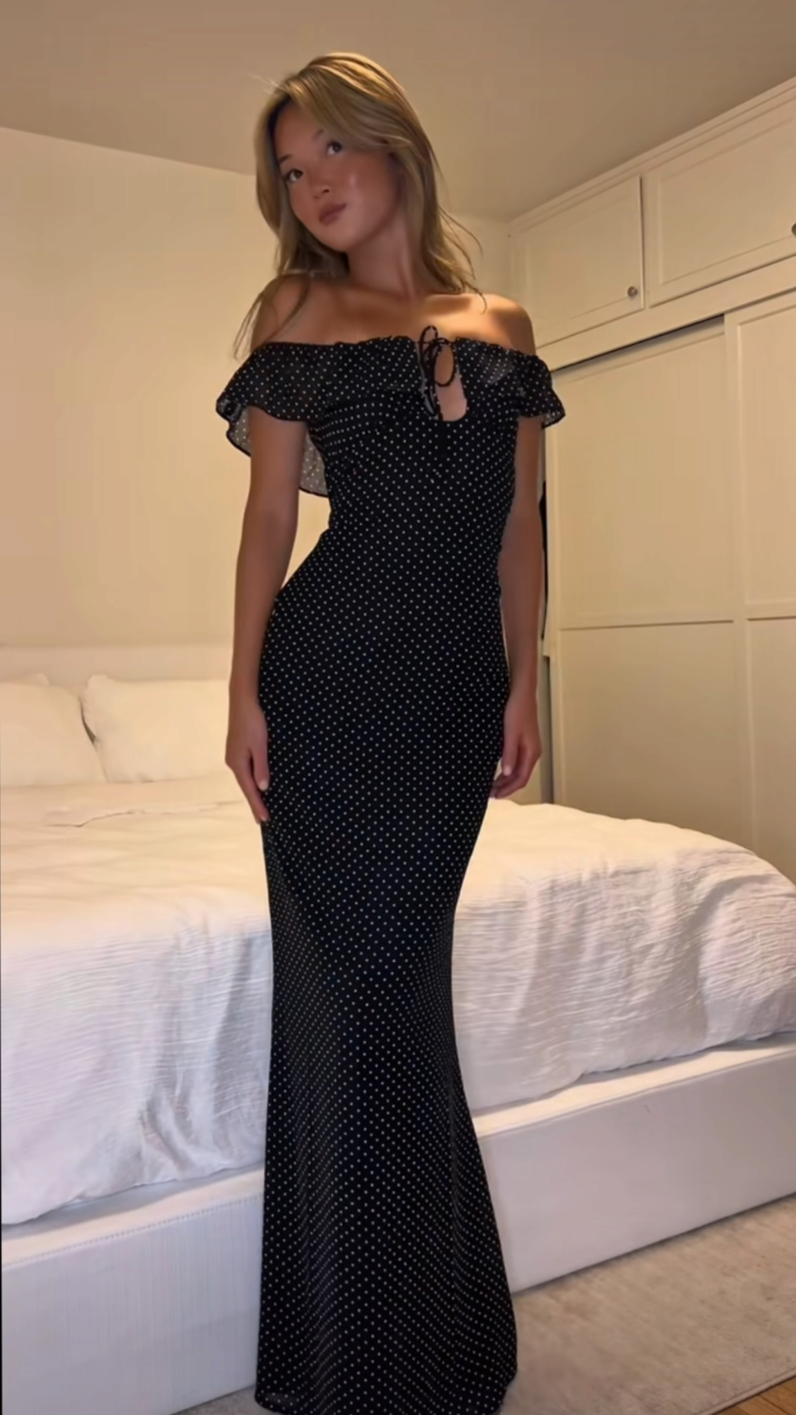 Cute Black Off The Shoulder Chiffon Mermaid Evening Dress Long Party Dress D967