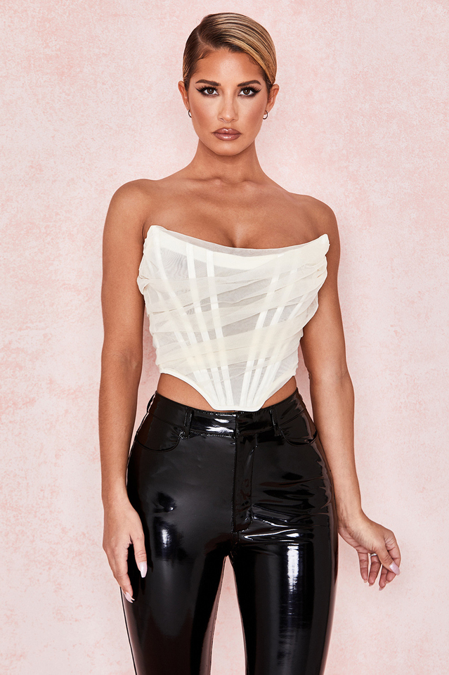 Mesh Boned Corset Top - Fashionpara