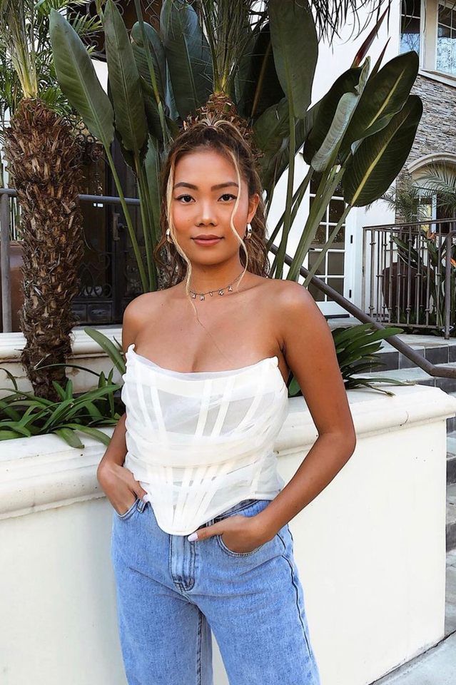 Mesh Boned Corset Top - Fashionpara