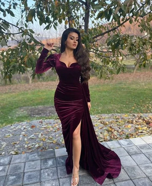 Sexy burgundy prom dress - Fashionpara