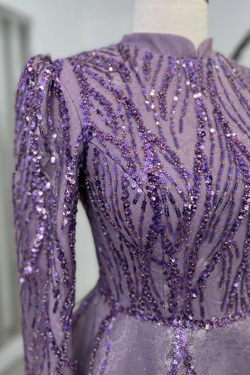 Embroidered Wedding Dress, Muslim Evening Gown Prom Dress