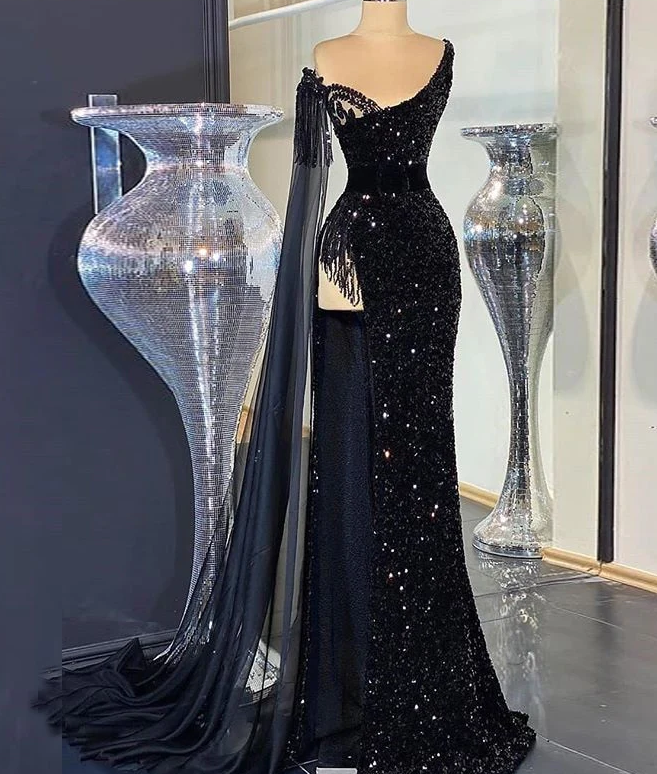 GLITTER HIGH SPLIT EVENING DRESSES - Fashionpara