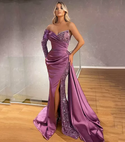 Purple Mermaid Evening Dress - Fashionpara