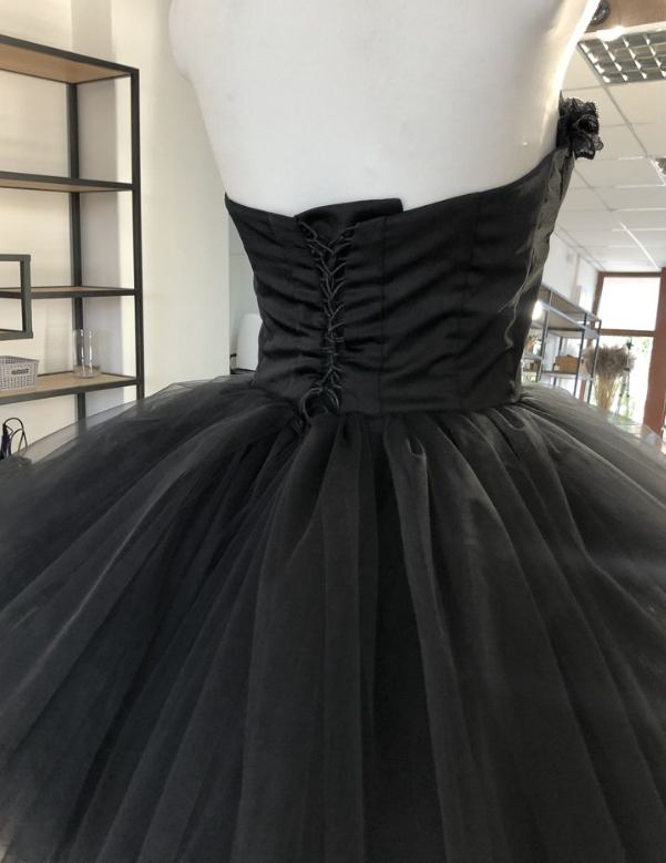 Sweetheart Black Corset Tulle Short Dress Homecoming dress - Fashionpara