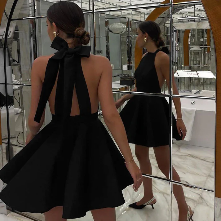 Sexy Halter Cocktail Dresses for Women Elegant Backless Short Gowns Graduation Party Birthday Dresses - Fashionpara