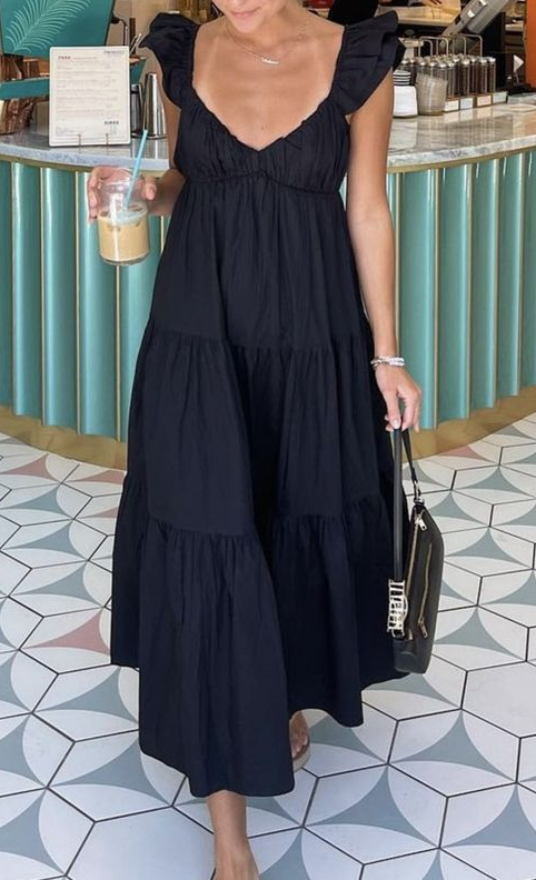 Women's loose summer dress with straps dress, wedding ruffled casual dress