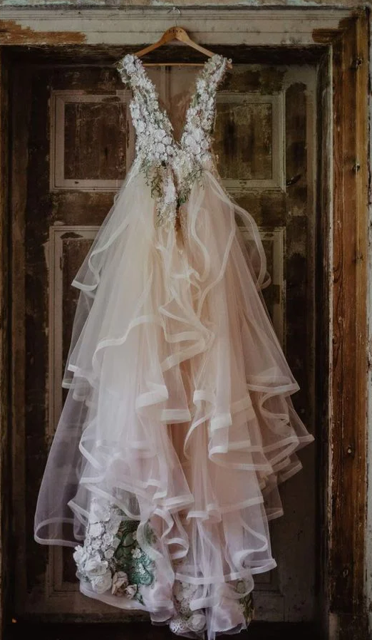 Popular Formal A Line Tulle Bridal Gown Long Prom Dresses - Fashionpara