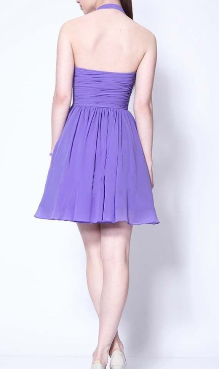 Halter Neckline Short Chiffon Cute Mini Homecoming Dress Graduation Dress - Fashionpara