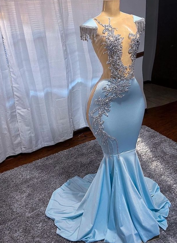 Long embellished evening dress, bridal gown, engagement dress - Fashionpara