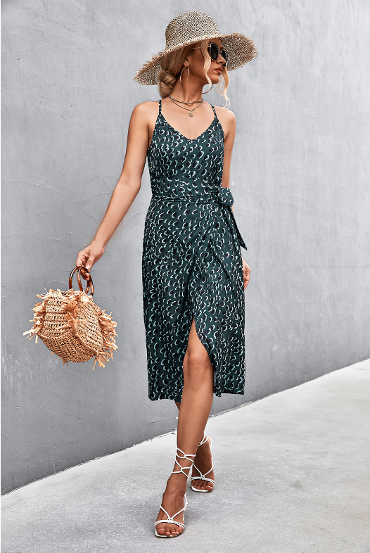 Floral V-Neck Spaghetti Strap Bodycon Mini Dress 7