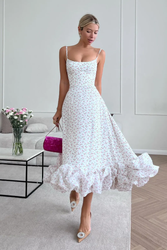 Flounce Bustier Midi Dress - View 11