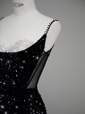 Luxury Mermaid Sequin Evening Dress Black Long Prom Dress