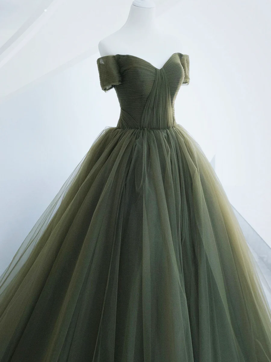 Beautiful Ball Gown Sweet 16 Dress Green Tulle Long Party Dress