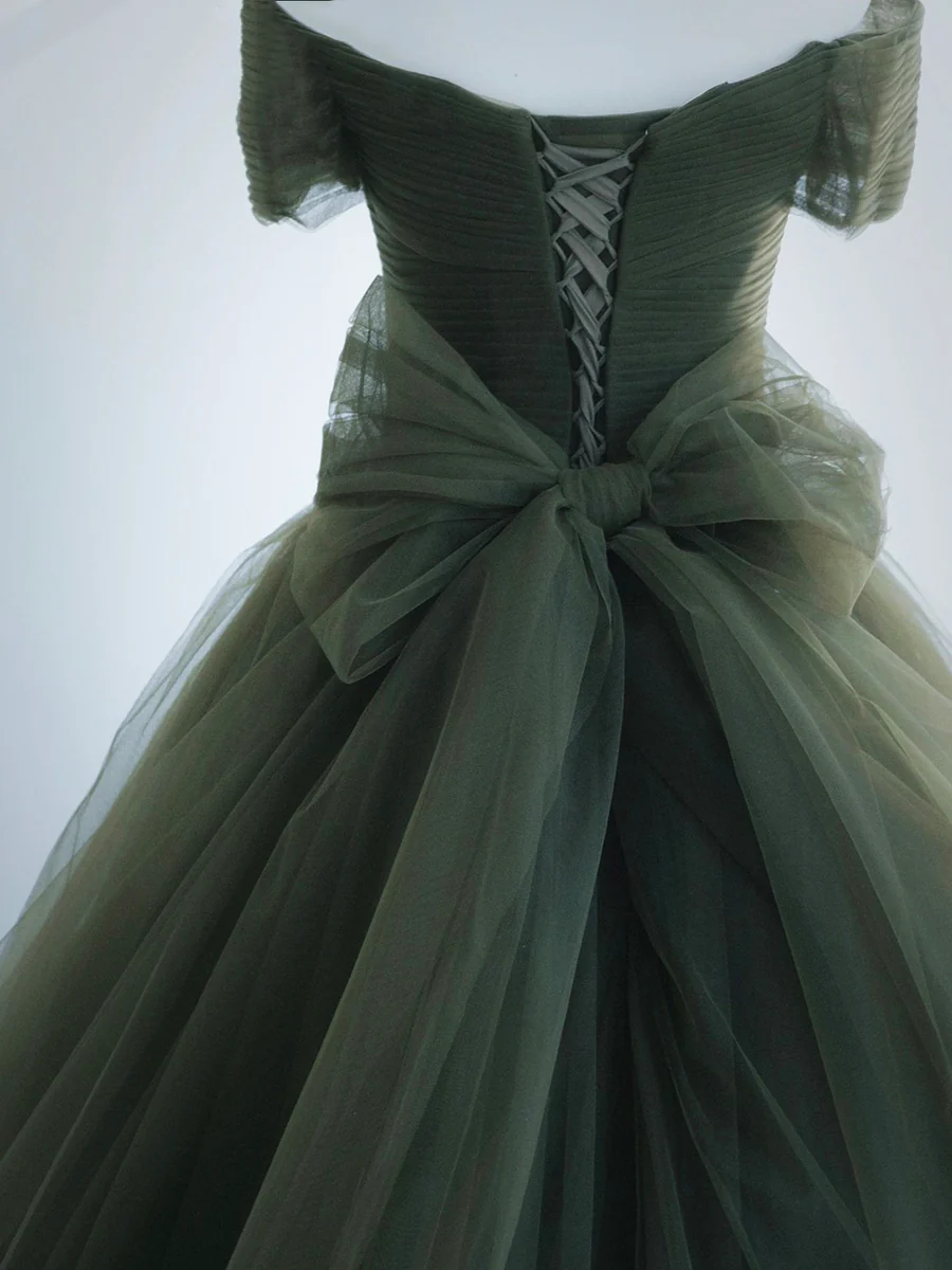 Beautiful Ball Gown Sweet 16 Dress Green Tulle Long Party Dress