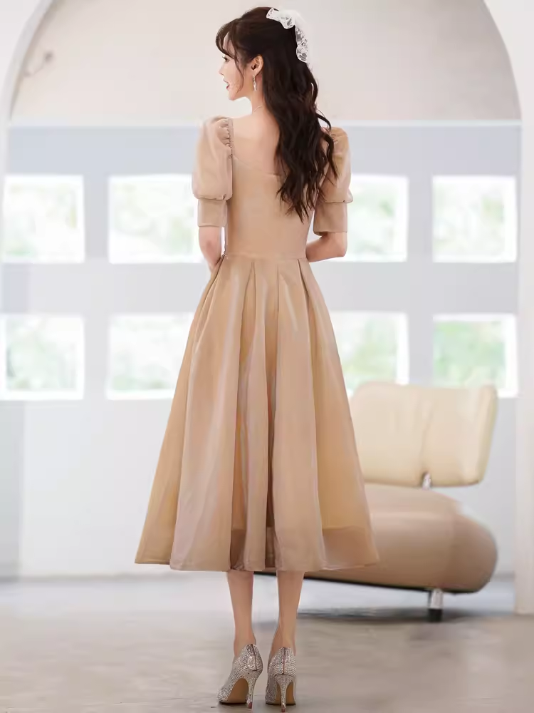 Sexy A Line Square Party Dress Knee Length Prom Dress