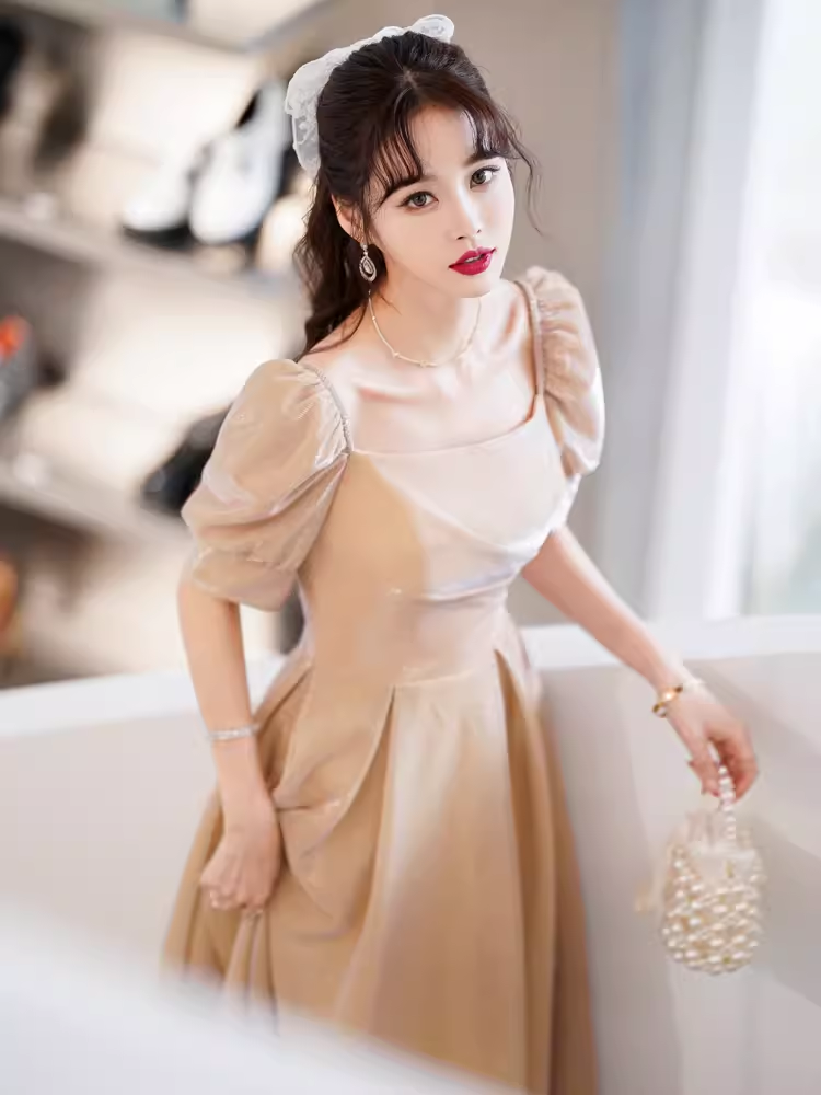 Sexy A Line Square Party Dress Knee Length Prom Dress