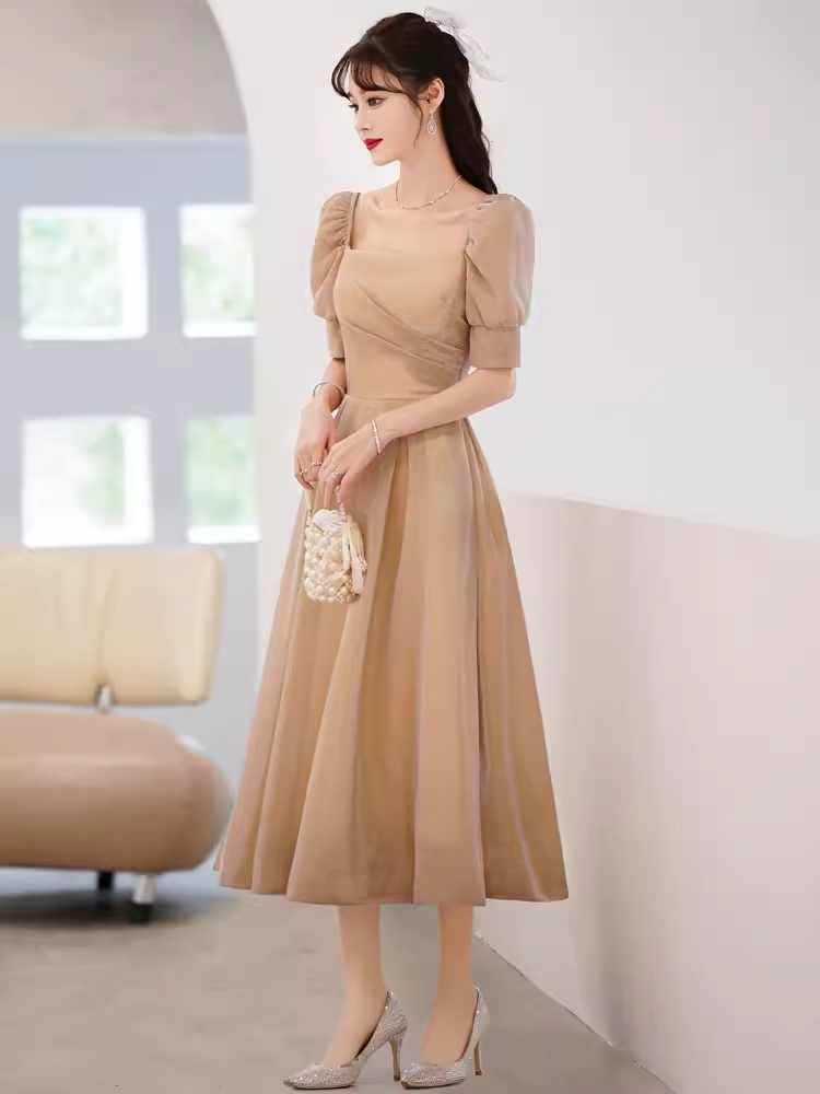 Sexy A Line Square Party Dress Knee Length Prom Dress