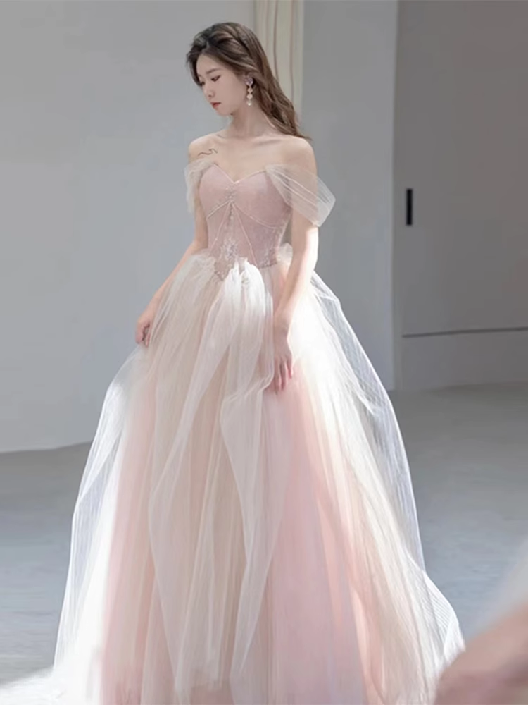 Sexy A Line Cap Sleeves Party Dress Pink Prom Dress