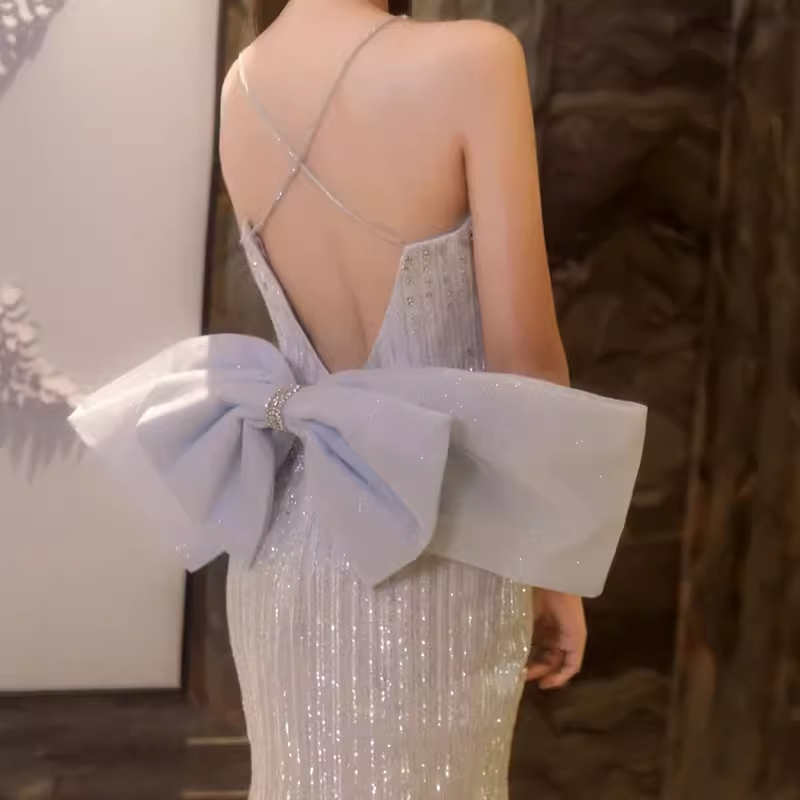 Sexy Mermaid Straps Party Dress Sequin Long Prom Dress