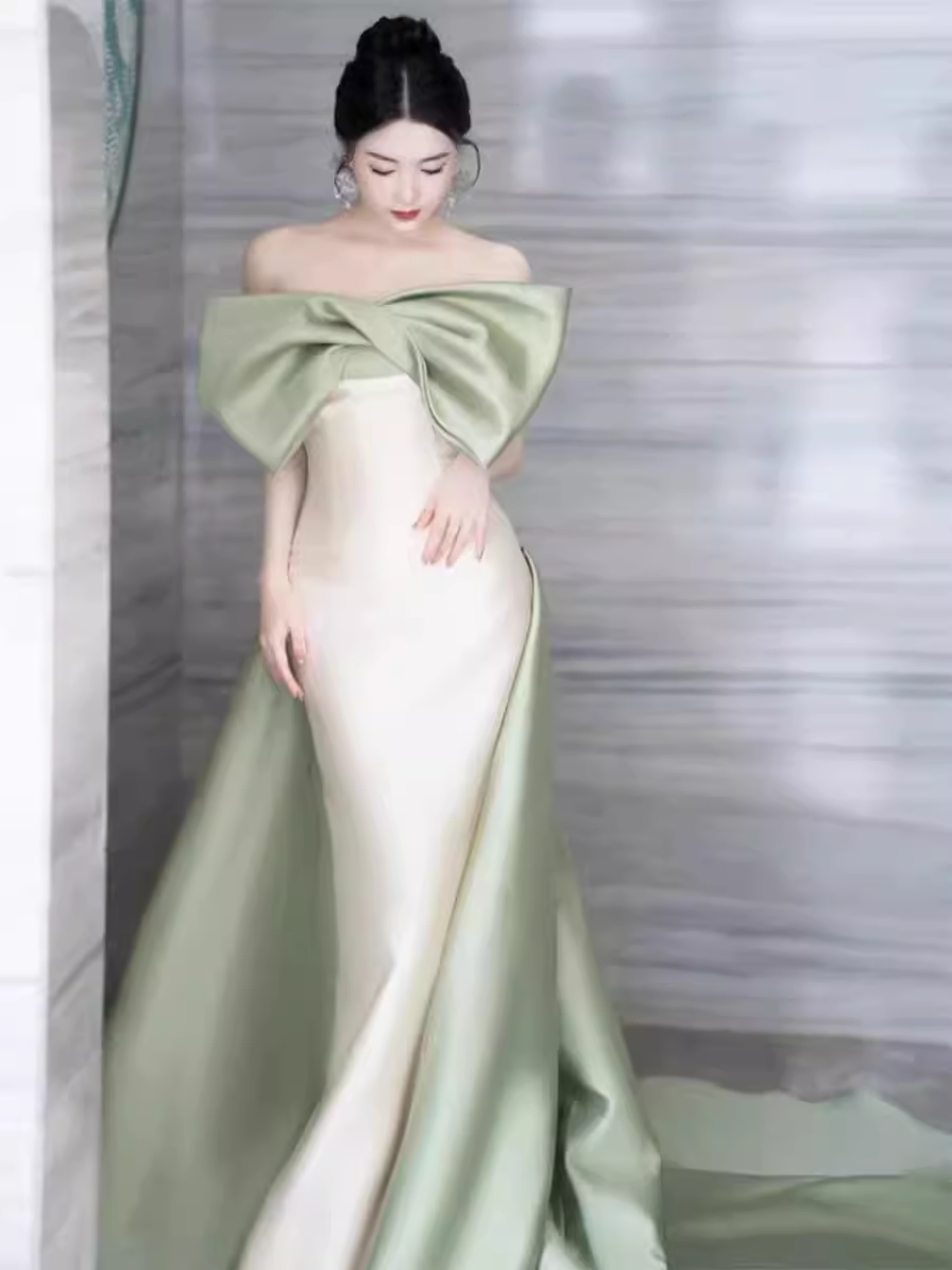 Mermaid Strapless Satin Party Dress Long Prom Dress