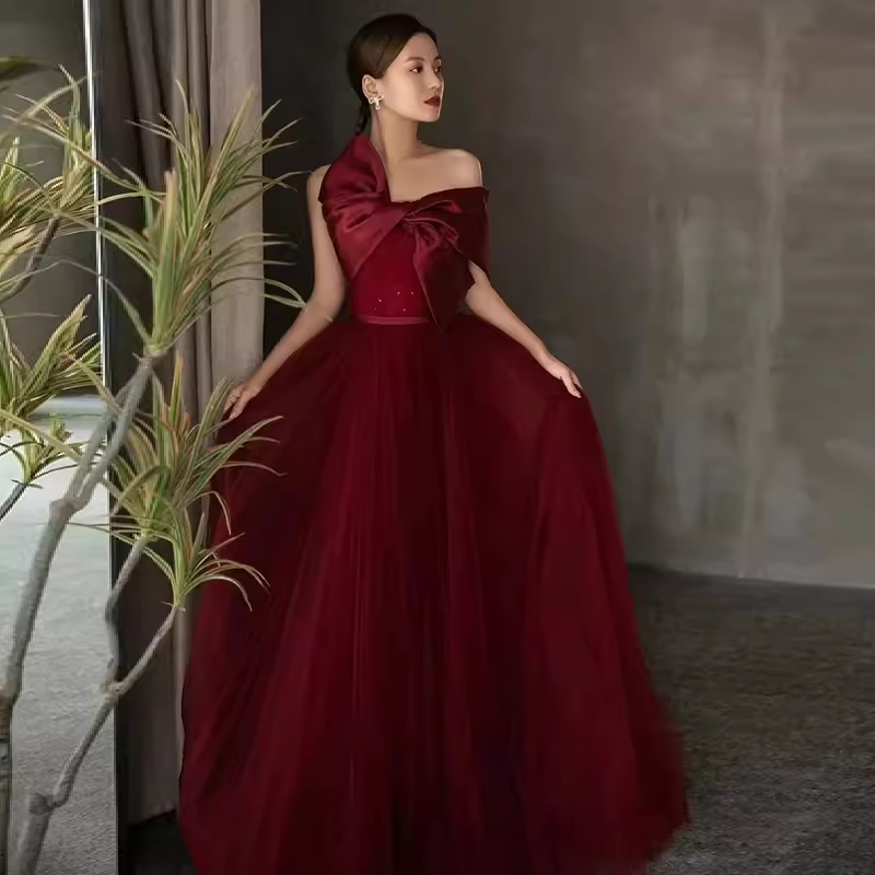 Sexy A line Party Dresses Strapless Red Prom Dresses