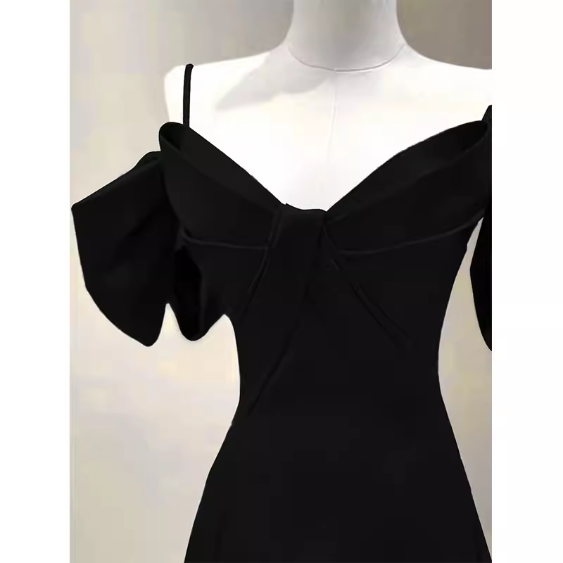 Elegant A line Black Long Prom Dresses Formal Evening Dress