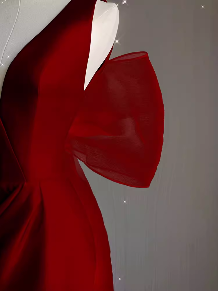 Sexy Sheath V neckline Long Senior Red Prom Dress Formal Dress