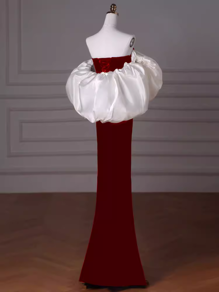 Mermaid Strapless Red Prom Dress Long Party Dresses