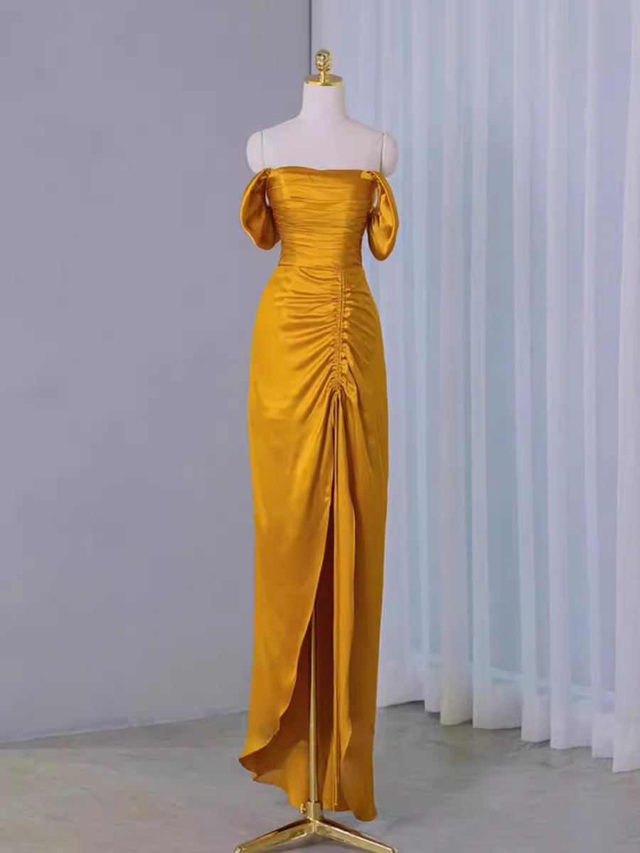 Sheath Off The Shoulder Yellow Prom Dresses Evening Dress