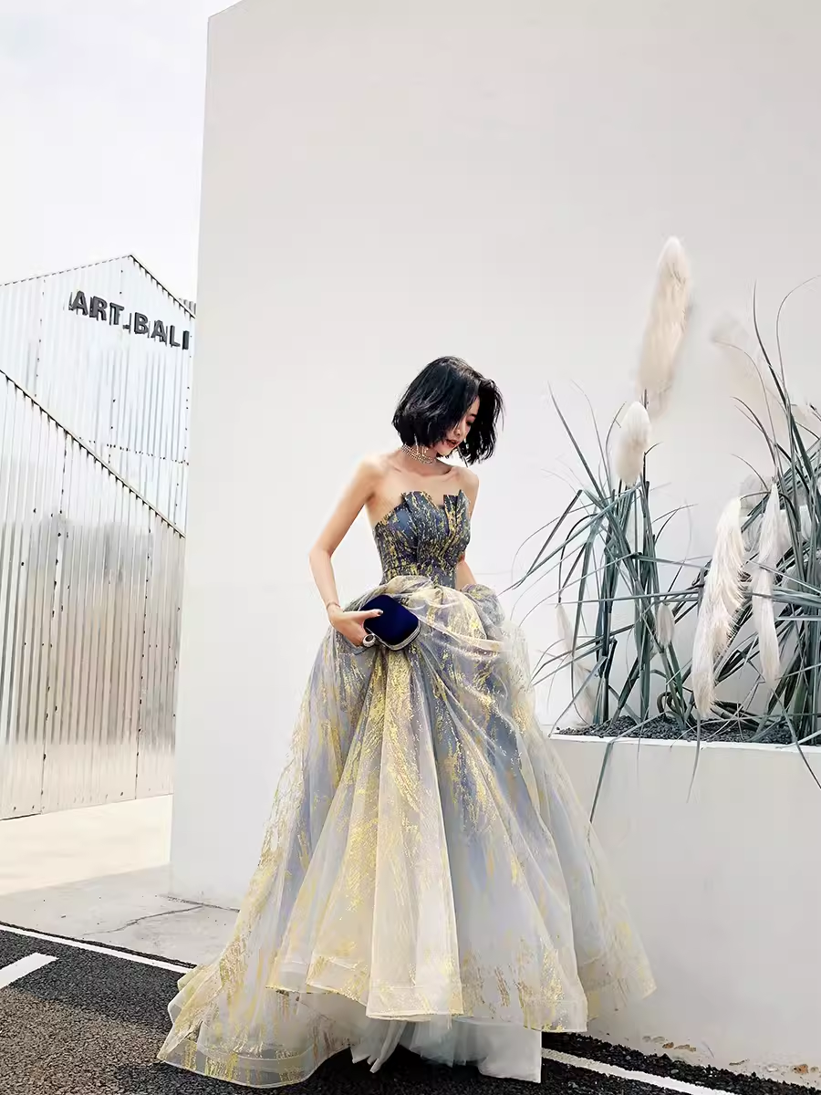 Ball Gown Strapless Sequin Prom Dresses Long Evening Dress