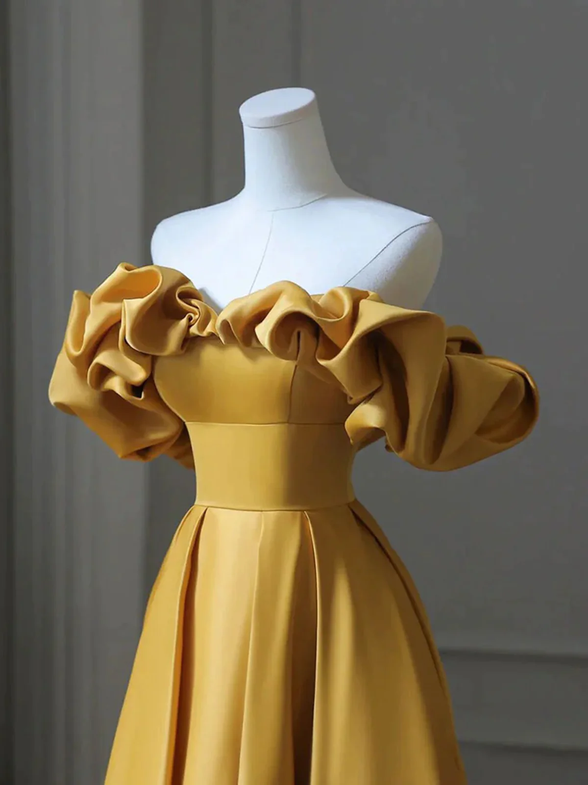 Yellow Off Shoulder Long Formal Evening Dresses Prom Dress