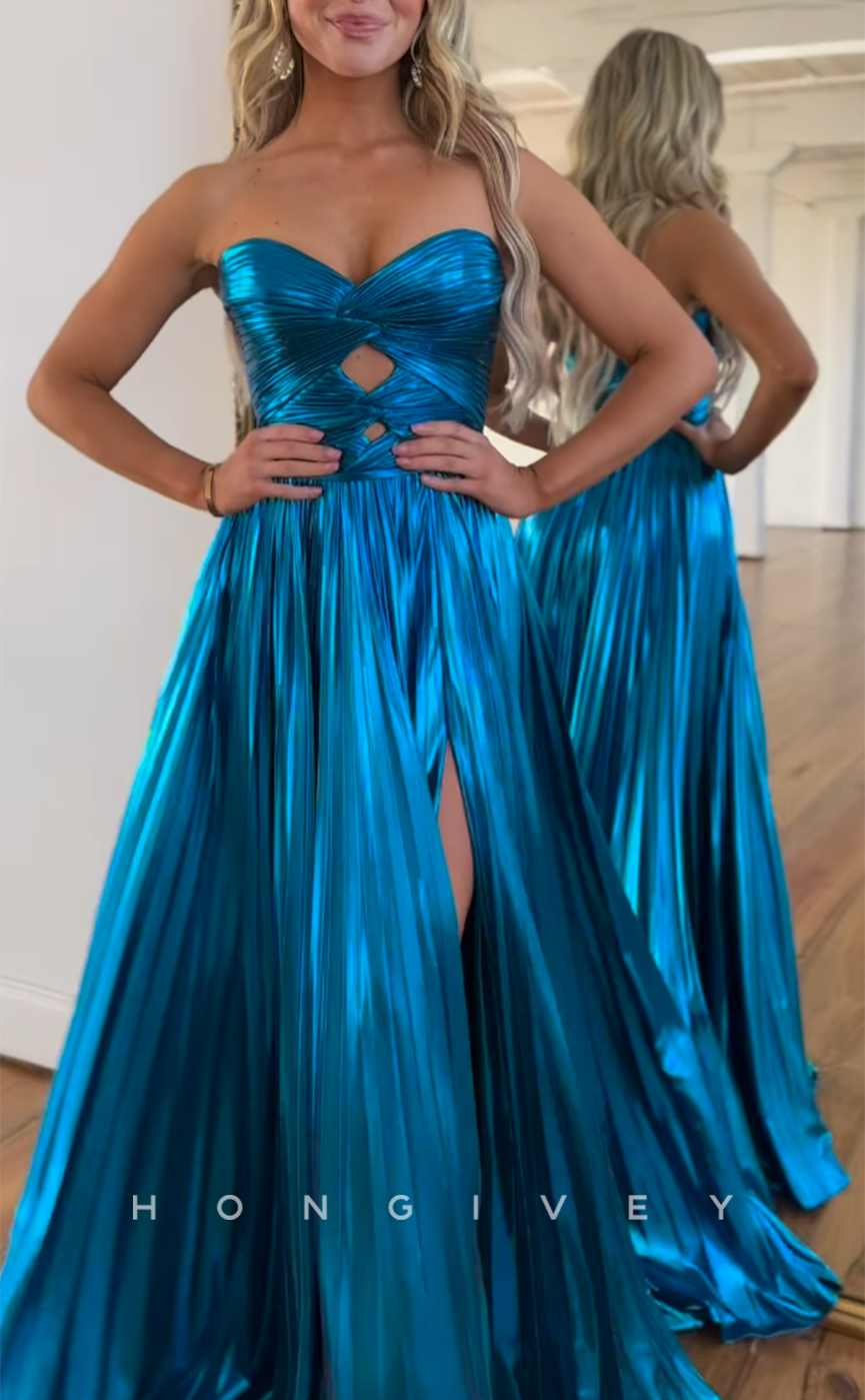 L2809 - Sweetheart Sleeveless A-Line With Side Slit Party Prom Evening Dress - Fashionpara