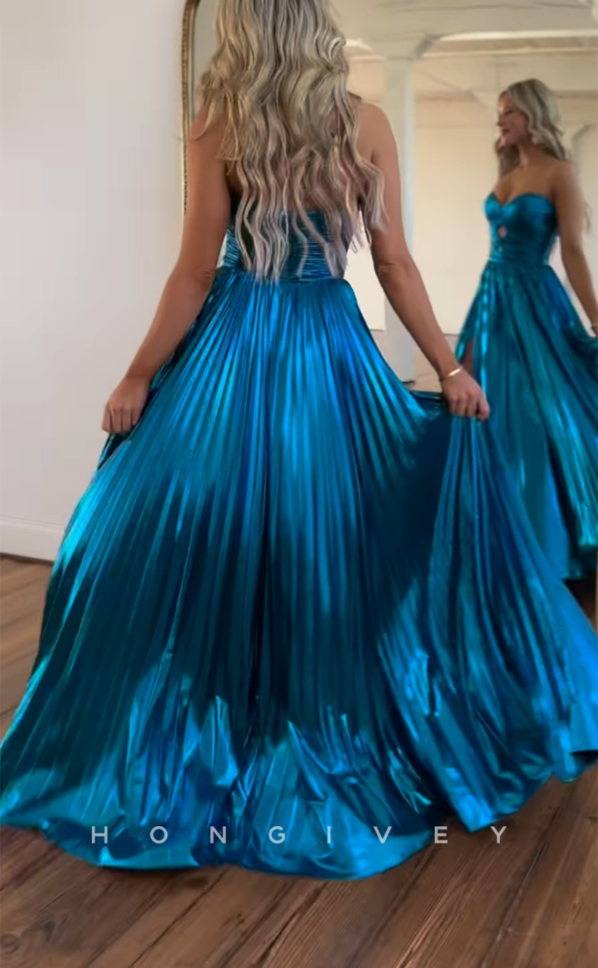 L2809 - Sweetheart Sleeveless A-Line With Side Slit Party Prom Evening Dress - Fashionpara