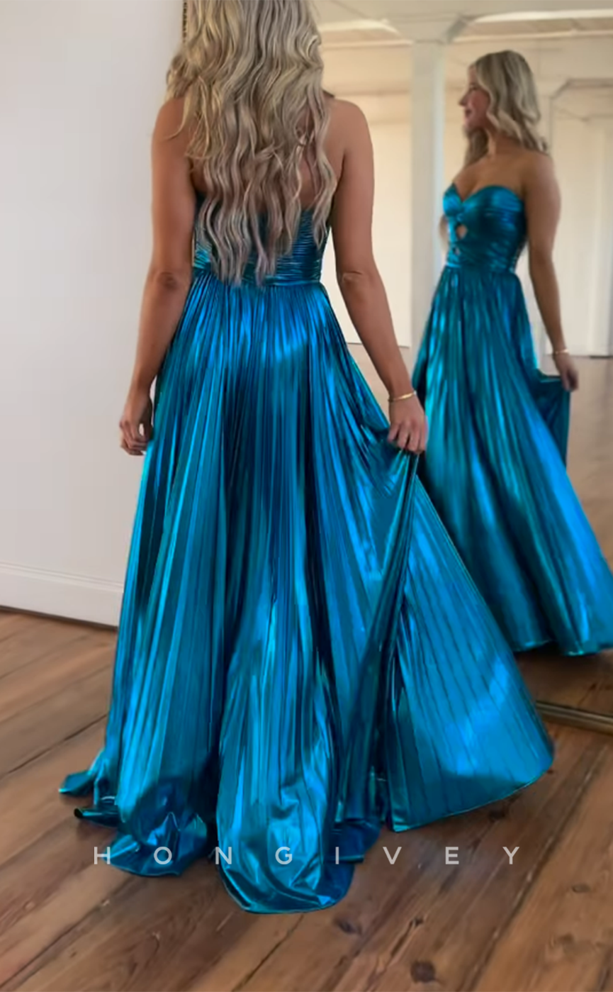 L2809 - Sweetheart Sleeveless A-Line With Side Slit Party Prom Evening Dress - Fashionpara