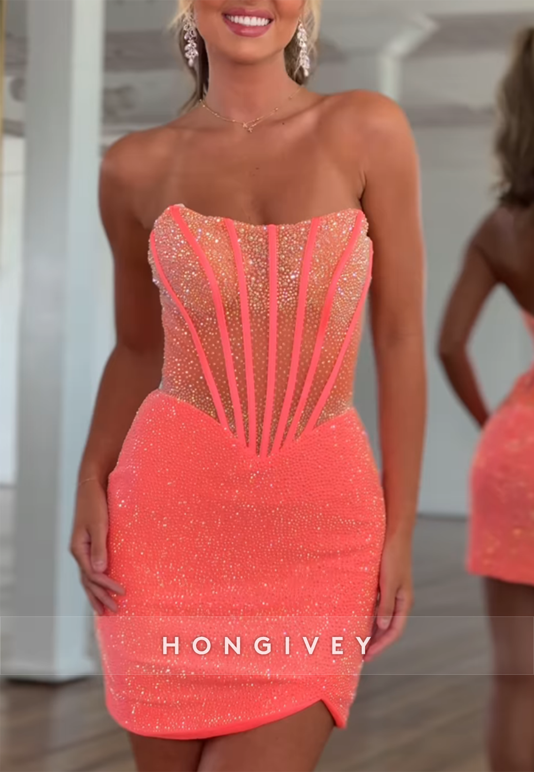 Open Back Sleeveless Sheath Pleated Strapless Mini Homecoming Dresses