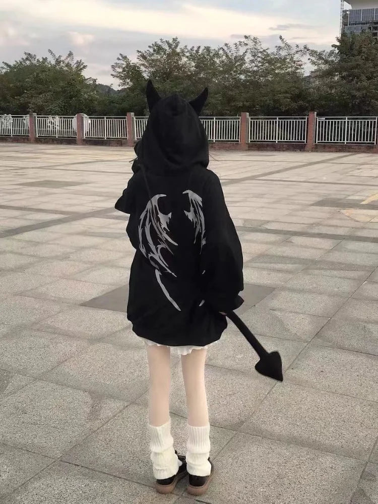 Gothic Kawaii Japanese Streetwear Cool Zip Up Hoodie