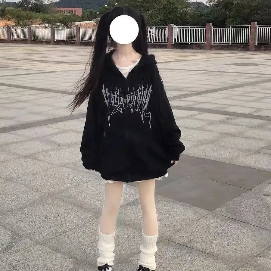 Gothic Kawaii Japanese Streetwear Cool Zip Up Hoodie 8