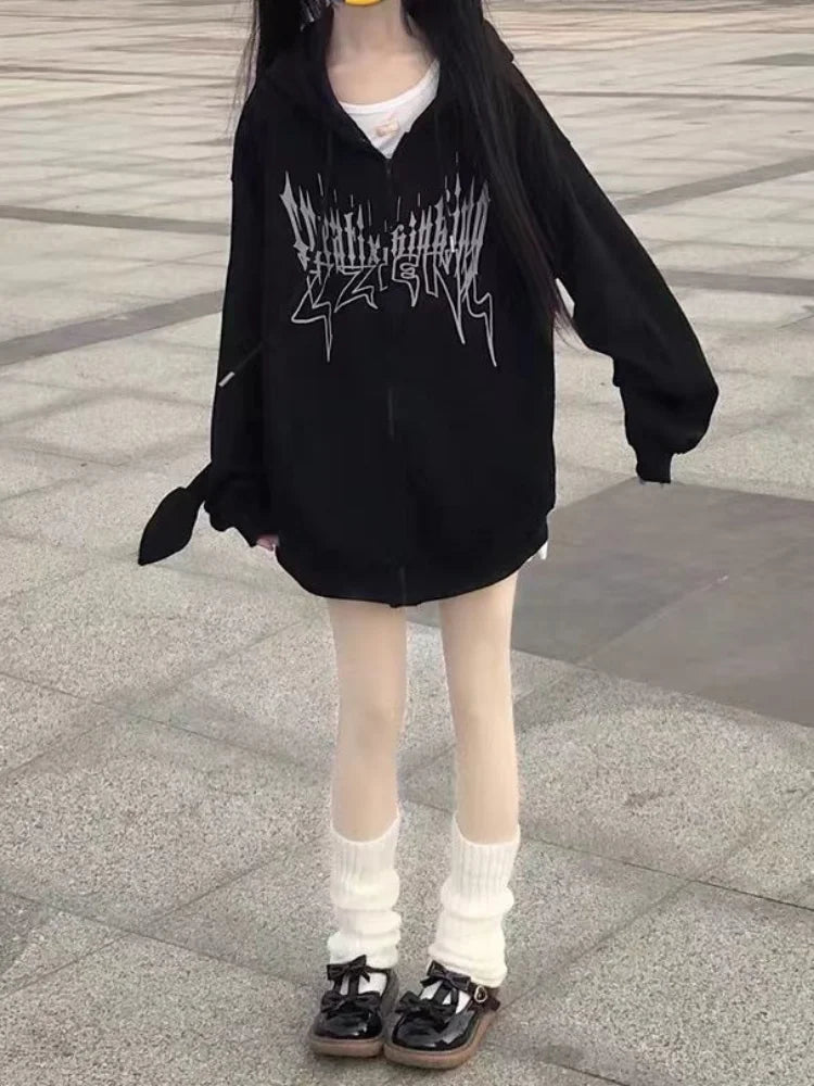 Gothic Kawaii Japanese Streetwear Cool Zip Up Hoodie 2