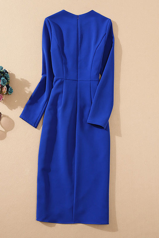 Queen Letizia of Spain Royal Blue Knee Length Dress Fashionpara